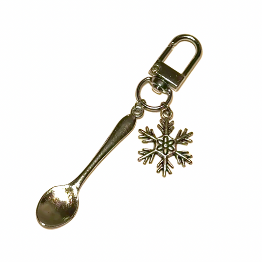 SNOWFLAKE 2 ♡ Silver Spoon & Charm Keychain