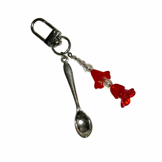 RED DEWDROP ♡ Silver Spoon & Charm Keychain