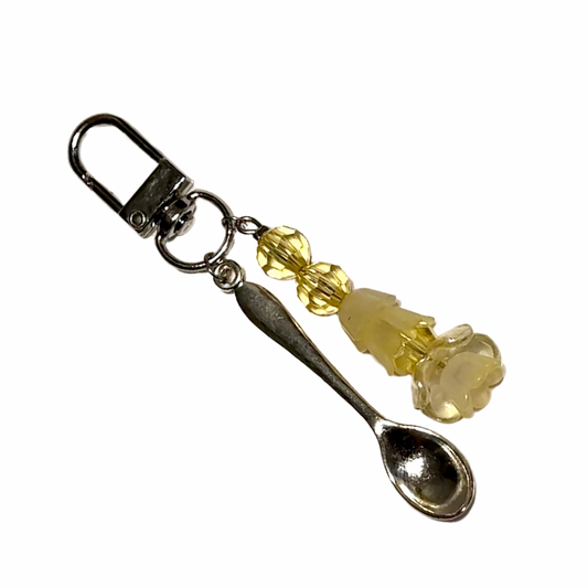 YELLOW DEWDROP ♡ Silver Spoon & Charm Keychain