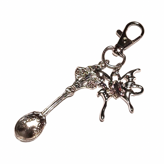 CHROME BUTTERFLY 0 ♡ Silver Spoon & Charm Keychain