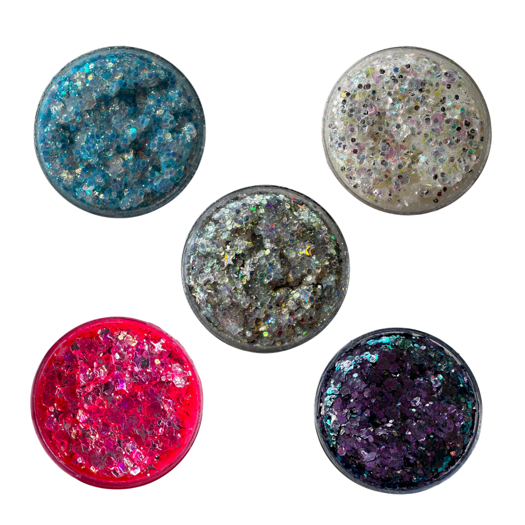 ENCHANTED GLITTER STACK ✭ 5 Pack Face & Body Glitter Gel