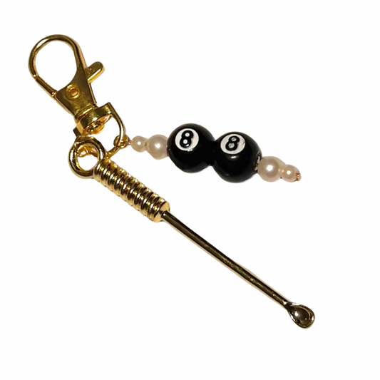 8 BALLIN ♡ Gold Scoop & Charm Keychain