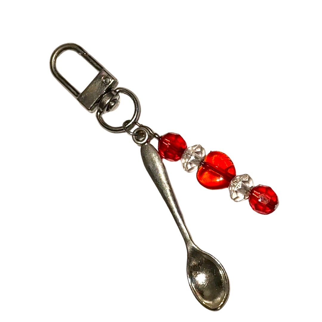 RED QUEEN ♡ Silver Spoon & Charm Keychain